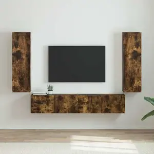 vidaXL Meuble TV mural Montage mural 2 pcs Chêne fumé 30 x 31 x 100 cm pas cher