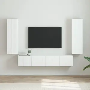 vidaXL Meuble TV mural 2 pcs Blanc Brillant 30 x 31 x 100 cm pas cher