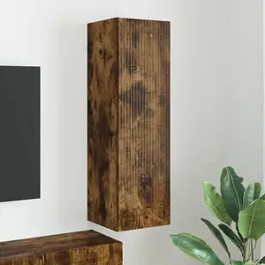 vidaXL Meuble TV mural Chêne fumé 30 x 31 x 100 cm Bois d'ingénierie pas cher