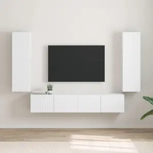 vidaXL Meuble TV mural 2 pcs Blanc 30 x 31 x 100 cm Bois d'ingénierie pas cher