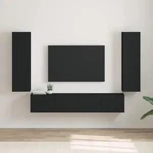 vidaXL Meuble TV mural 2 pcs Noir 30 x 31 x 100 cm Bois d'ingénierie pas cher