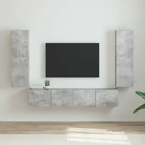 vidaXL Meuble TV mural 2 pcs Béton 30 x 31 x 100 cm Bois d'ingénierie pas cher