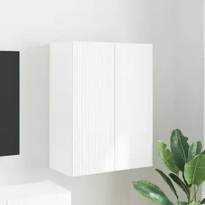 vidaXL Meuble TV mural Blanc 59,5 x 31 x 80 cm Bois d'ingénierie pas cher