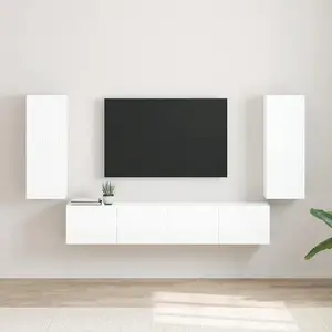vidaXL Meuble TV mural 2 pcs Blanc Brillant 30 x 31 x 80 cm pas cher