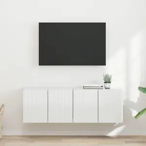 vidaXL Meuble TV mural 2 pcs Blanc brillant 59,5 x 31 x 40 cm pas cher