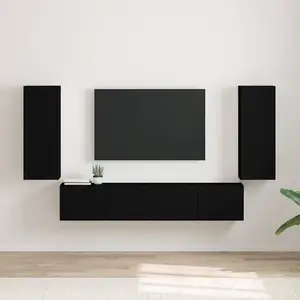 vidaXL Meuble TV mural 2 pcs Noir 30 x 31 x 80 cm Bois d'ingénierie pas cher