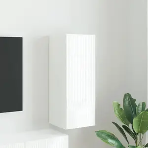 vidaXL Meuble TV mural Montage mural Blanc Brillant 30 x 31 x 80 cm pas cher