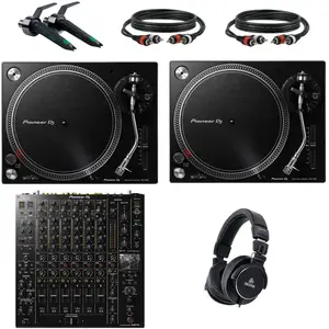 Pioneer DJ PLX-500 DJ-draaitafel Starterset met Pioneer DJ DJM-V10 mix...
