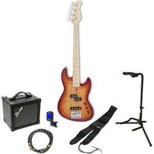 Sire Marcus Miller U5 Alder Flamed Maple Tobacco Sunburst elektrische basgitaar starterset pas cher