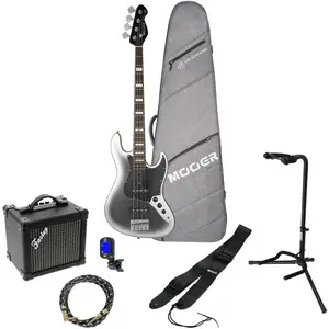 Mooer MBJ412 Dark Silver elektrische basgitaar starterset pas cher