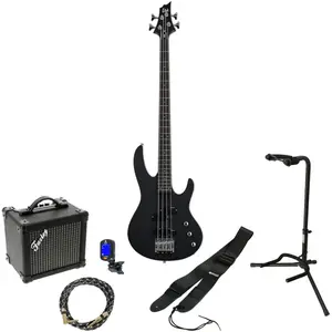 ESP LTD B-10 Kit Black Satin elektrische basgitaar starterset pas cher