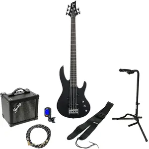 ESP LTD B-15 Kit Black Satin 5-snarige elektrische basgitaar starterset pas cher