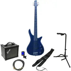 Dimavery SB-321 Blue elektrische basgitaar starterset pas cher