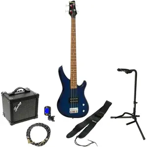 Dimavery SB-201 Blue Burst elektrische basgitaar starterset pas cher