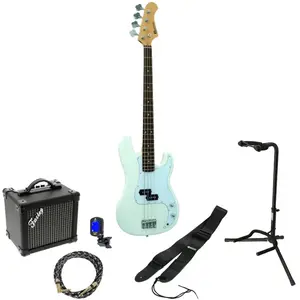 Dimavery PB-302 White elektrische basgitaar starterset pas cher
