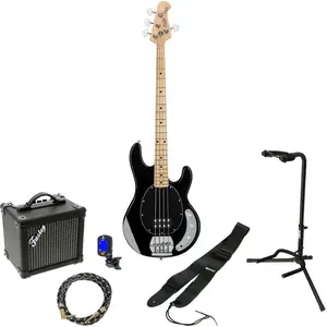 Sterling by Music Man StingRay Ray4 Black elektrische basgitaar starterset pas cher