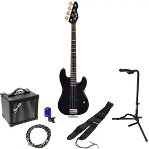 Slick Guitars SLPB Black elektrische basgitaar starterset pas cher