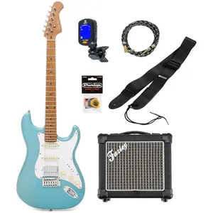 Elektrische gitaar starterset - incl. versterker, tas en tuner - Multikleur Fazley Sunset Dawn HSS pas cher