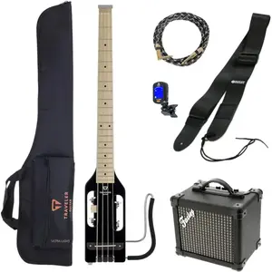 Traveler Guitar Ultra Light Bass Gloss Black elektrische basgitaar starterset pas cher