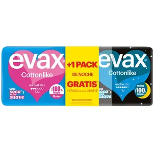 Evax Cottonlike compresas pack normal alas día 32 u + noche alas 11 u pas cher