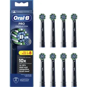 Oral-B Pro Cross Action Opzetborstels - Zwart - 8 Stuks