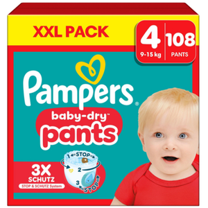 Pampers Baby-Dry Pants Maat 4 (9-15 kg)   108 Luierbroekjes   XXL Pack...