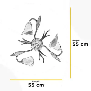 ONLI Forgiata - Lampe de Plafond 3 Lumières, Verre mat Ambre, Métal Ma...
