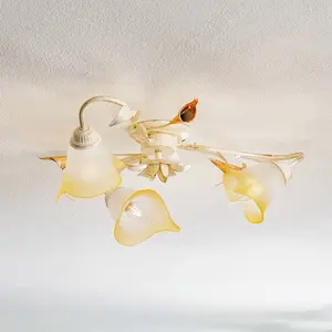 Onli Plafonnier Lucrezia 3 ampoules, métal ; verre pas cher