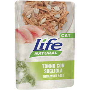 Lot économique : 24x70g Life Cat thon adulte naturel avec sole nourriture humide pour chat pas cher