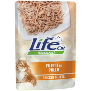 Lot économique : 24x70g Life Cat filets de poulet adulte naturel nourriture humide pour chat pas cher