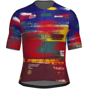 Santini Maillot à Manches Courtes Tdf Arrivée Dash 2025 pas cher