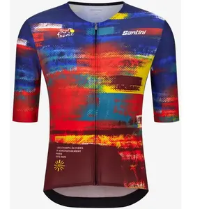 Santini Maillot à Manches Courtes Tdf Arrivée Dash 2025 pas cher