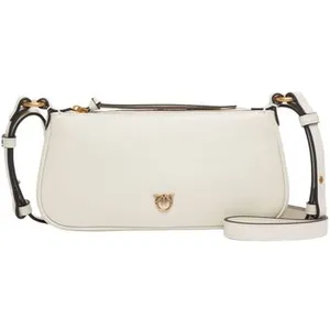 PINKO Sac à épaule bandoulière blanc pour femme - Half Moon Horizontal Mini Vite White + White + Antique Gold 336486 pas cher