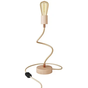 Creative Cables Lampe De Table Articulée En Bois Avec Lumière Diffuse-table Flexible En Bois Avec Prise-avec Bulb Anglais pas cher