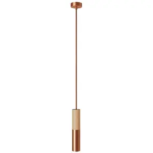 Creative Cables Suspension Avec Câble Textile Et Double Abat-jour E14 En Bois Et Métal Avec Bulb pas cher
