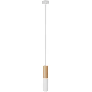 Creative Cables Suspension Avec Câble Textile Et Double Abat-jour E14 En Bois Et Métal Avec Bulb pas cher