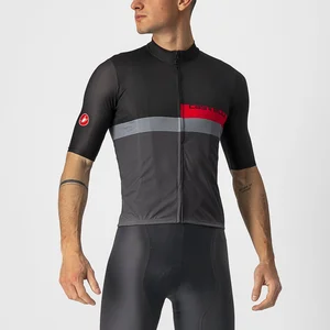 Castelli Fietsshirt Korte Mouwen Heren Zwart Grijs - A BLOCCO JERSEY LIGHT BLACK RED DARK GRAY-M pas cher