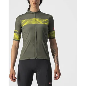 Castelli Fietsshirt Korte Mouwen Dames Groen Geel - FENICE JERSEY MILITARY GREEN SULPHUR-L pas cher