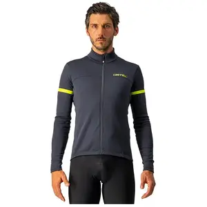 Maillot à Manches Longues Castelli Fondo 2 FZ Gris Foncé, Taille M pas cher