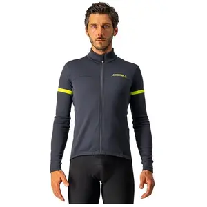 Maillot à Manches Longues Castelli Fondo 2 FZ Gris Foncé, Taille XL pas cher