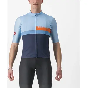 Castelli A Blocco Jersey - Baby Blue/Scarlet Lava-Niagara pas cher