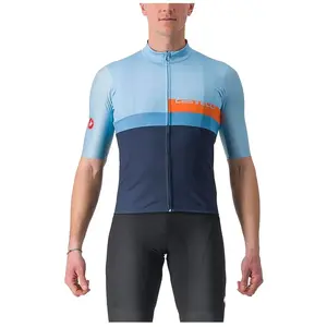 Castelli A Blocco Jersey - Baby Blue/Scarlet Lava-Niagara pas cher