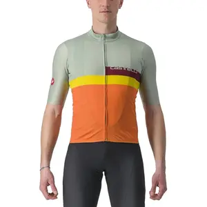 castelli Verrouillage Jersey, Defender Green/Dark Red-Bordeaux-Passion Fruit-Scarlet Lava, S pas cher