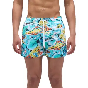 Sundek Short De Bain Elastic Waist In Recycled Polyester With Sundek Rock Print pas cher