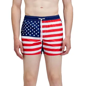 Sundek Short De Bain Elasticated Waistband Recycled Polyester Repreve United States Flag pas cher