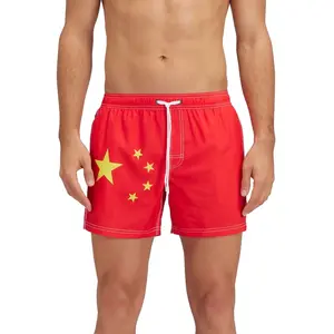 Sundek Short De Bain Elasticated Waistband Recycled Polyester Repreve China Flag pas cher