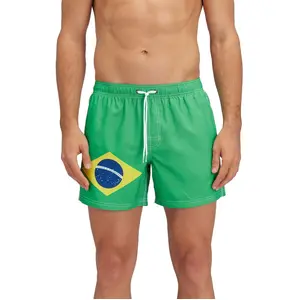 Sundek Short De Bain Elasticated Waistband Recycled Polyester Repreve Brazil Flag pas cher