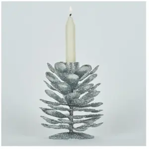 Kerst decoraties Bizzotto P.CANDELA 1P PINEAL ARGENTO H10 Zilver pas cher