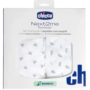 Chicco, Drap housse bébé, Next2Me Forever Bambusgrün Spannbettlaken 2 Stück pas cher