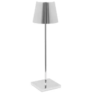 Comparateur de prix : ZAFFERANO Lampe de table led Poldina Pro en chrome poli, rechargeable et dimmable avec une autonomie allant jusqu'à 12 heures